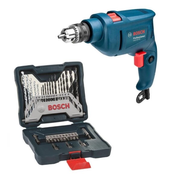 Furadeira De Impacto Bosch GSB 450 RE STD 127V 450W + Kit de Pontas e Brocas BOSCH X-Line 33 Peças