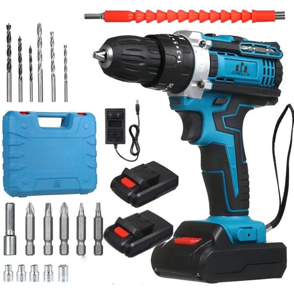 Furadeira Parafusadeira 3/8" a bateria 48V Parafusadeira Furadeira Com Impacto Profissional Bivolt + Broca Bits Maleta