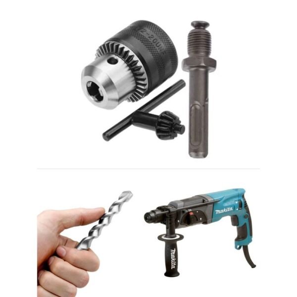 Mandril Para Furadeira + Adaptador Sds Martelete Engate Rápido Dewalt Makita Bosh Tramontina Vonder