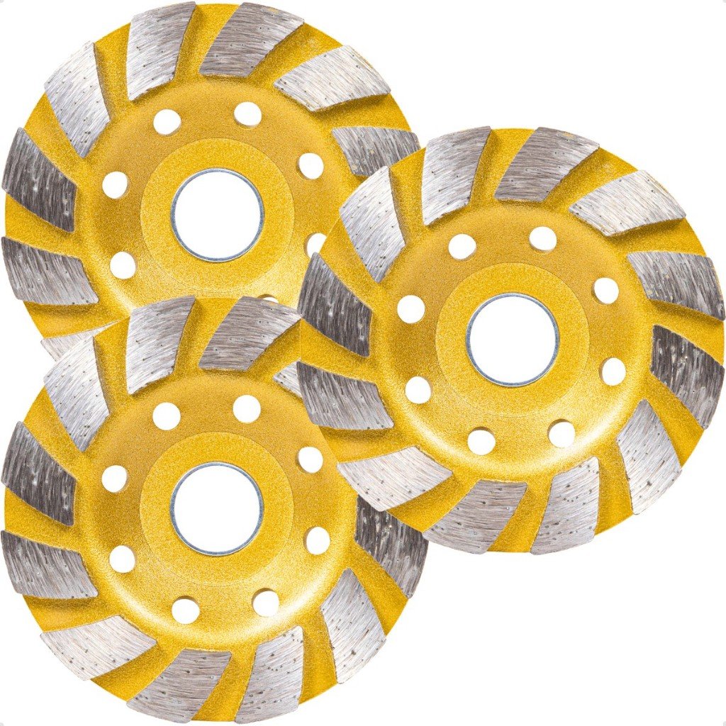 Kit 03 Rebolo Diamantado Disco Desbaste Esmerilhadeira Concreto
