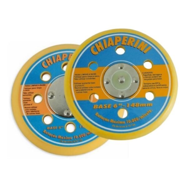 1- Base suporte de lixa disco com velcro 5" para lixadeira - Chiaperini + 1- 1- Base suporte de lixa disco com velcro 6" para lixadeira - Chiaperini