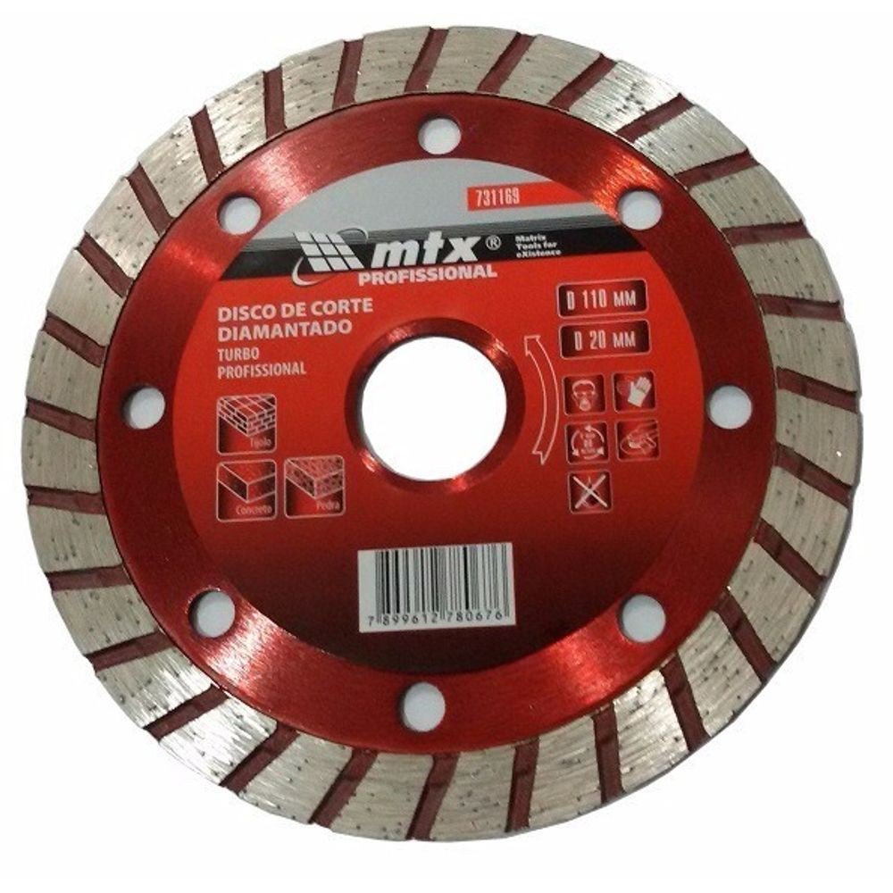 10 Disco de Corte Diamantado Turbo 110x20mm 731169 para Serra Mármore MTX