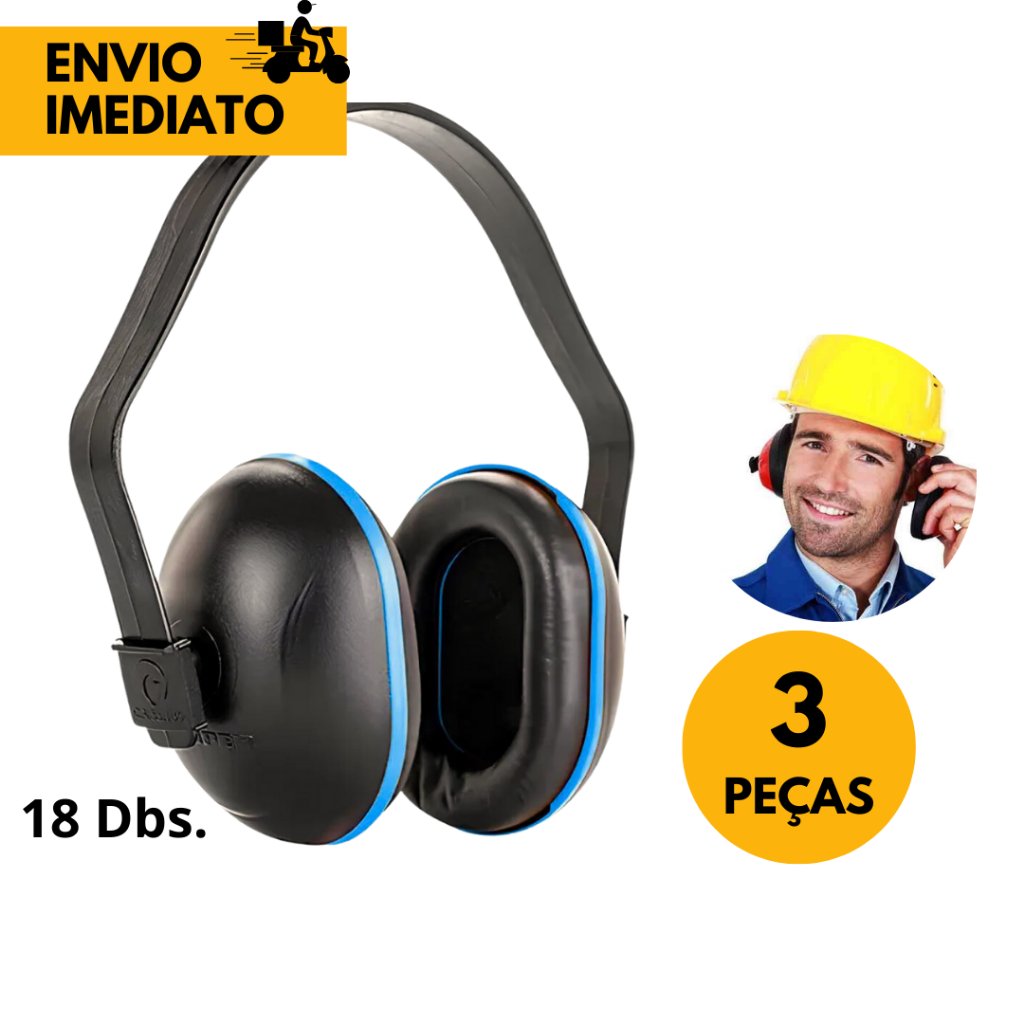 Kit 3 Abafador de Ruído C-200 Slim EPI Proteção Auricular para Ambientes com Ruídos Elevados para Trabalhadores Autistas