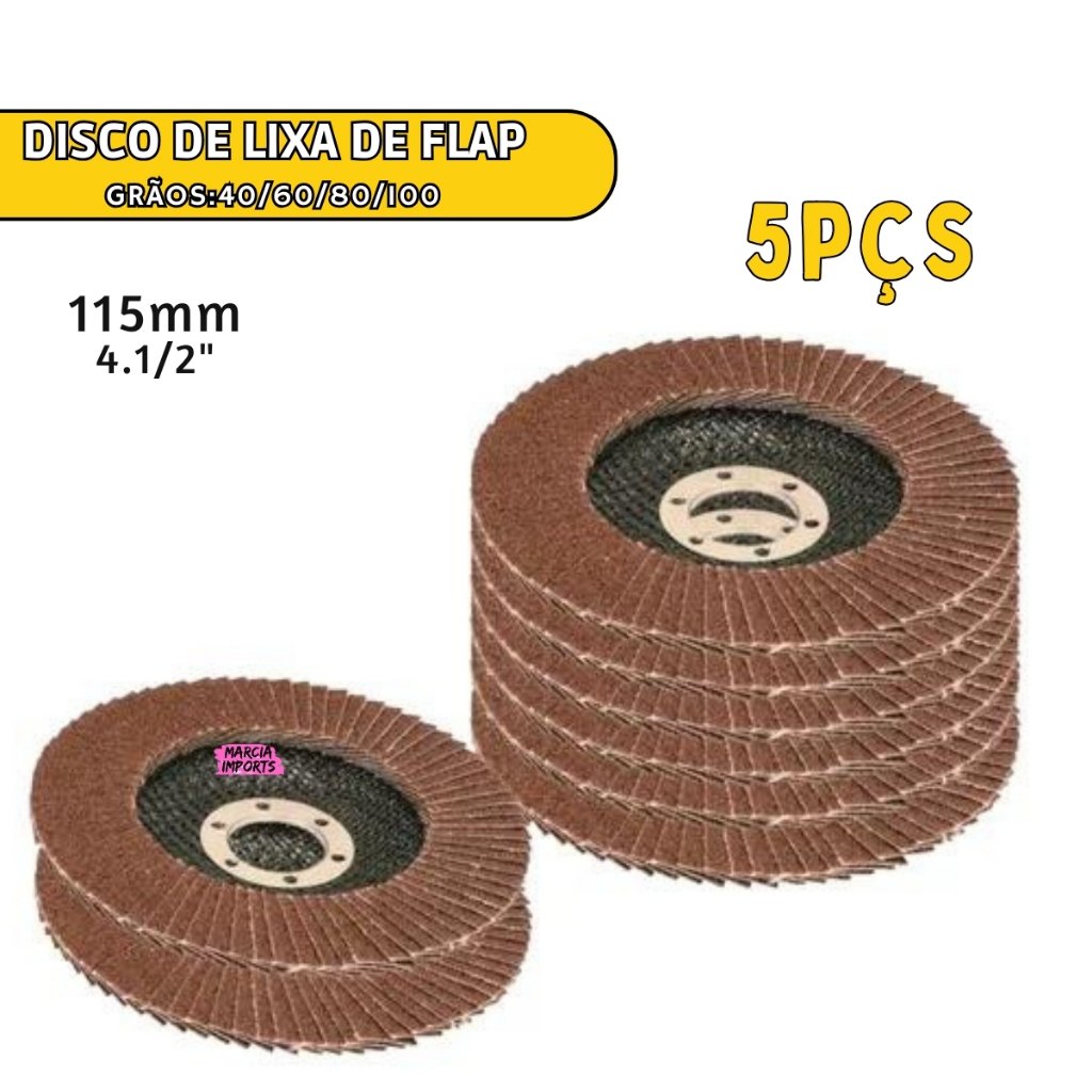 5 Discos de Lixa Flap Conjunto com 5 OU 3 unidades disco de lixa flap de 40 ate 100 graos