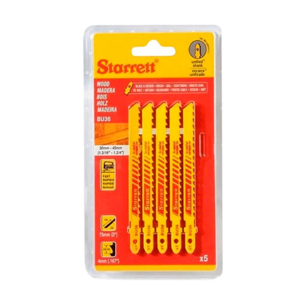 Lâmina de Serra Tico-tico Carbono 100 mm 6D, Encaixe Unificado HCU36-2 Com 02 Peças Starrett
