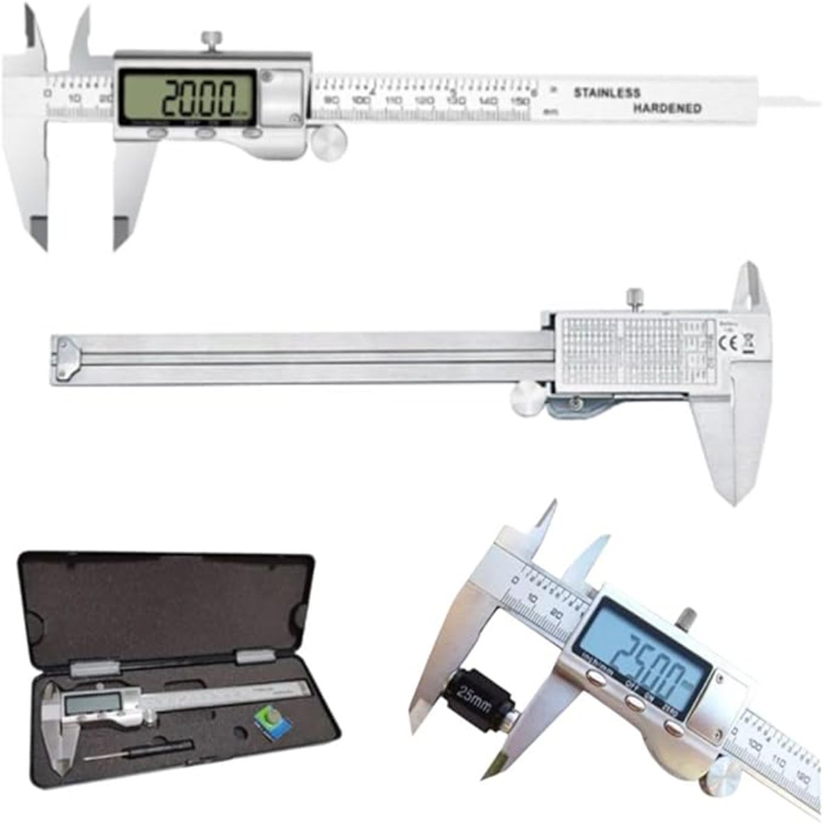 Paquímetro Digital Eletrônico Aço Inox 150mm Medições Internas Profundidade Ressaltos Externas Com Estojo