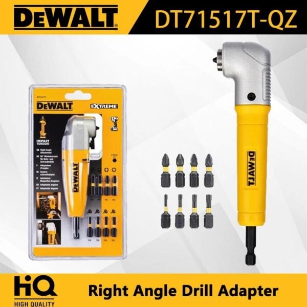 Adaptador De Ângulo Reto Dewalt 10 Em 1 Com Conjunto De Bits PH/PZ/TORX Mandíbula De Impacto Hexagonal De 150 Mm DT71517