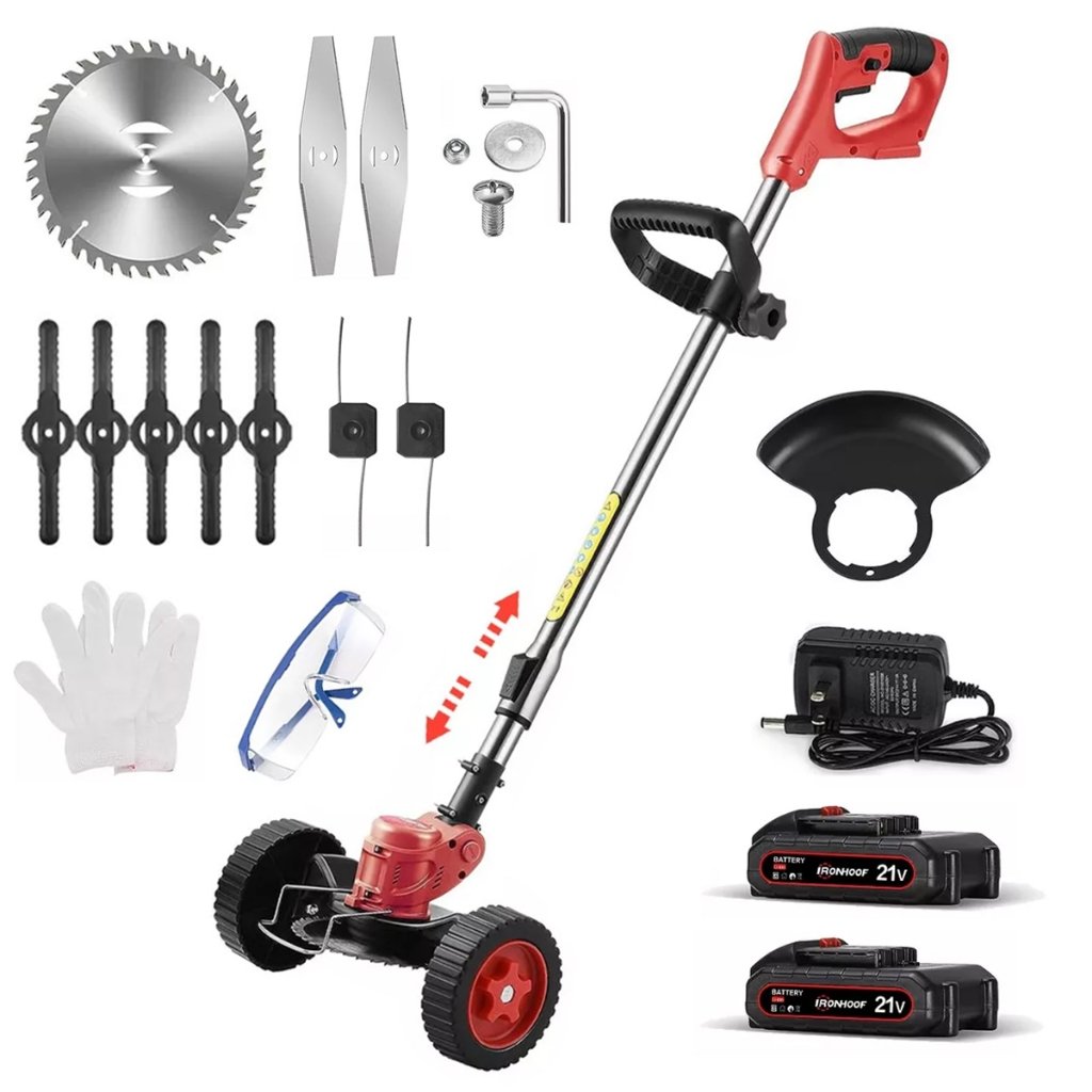 Aparador Cortador De Grama A Bateria Roçadeira Elétrica Com 2 Bateria 21V Recarregável Cortador De Grama