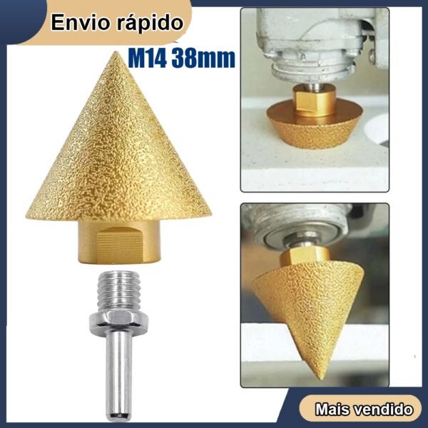 Broca de diamante de 38 mm Broca de fresagem Broca de furo para azulejo Broca de cone de rosca M14