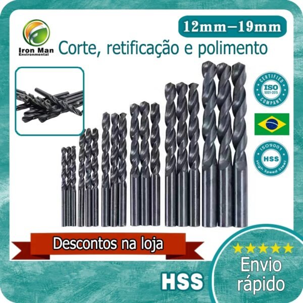 Broca helicoidal de 12mm-19mm HSS Broca de aço de alta velocidade Broca de mesa Broca de pistola