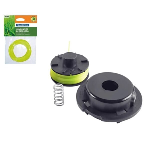 Carretel Completo Aparador De Grama 1 Fio Nylon Tramontina + Refil de Fio de Nylon Verde 20 metros