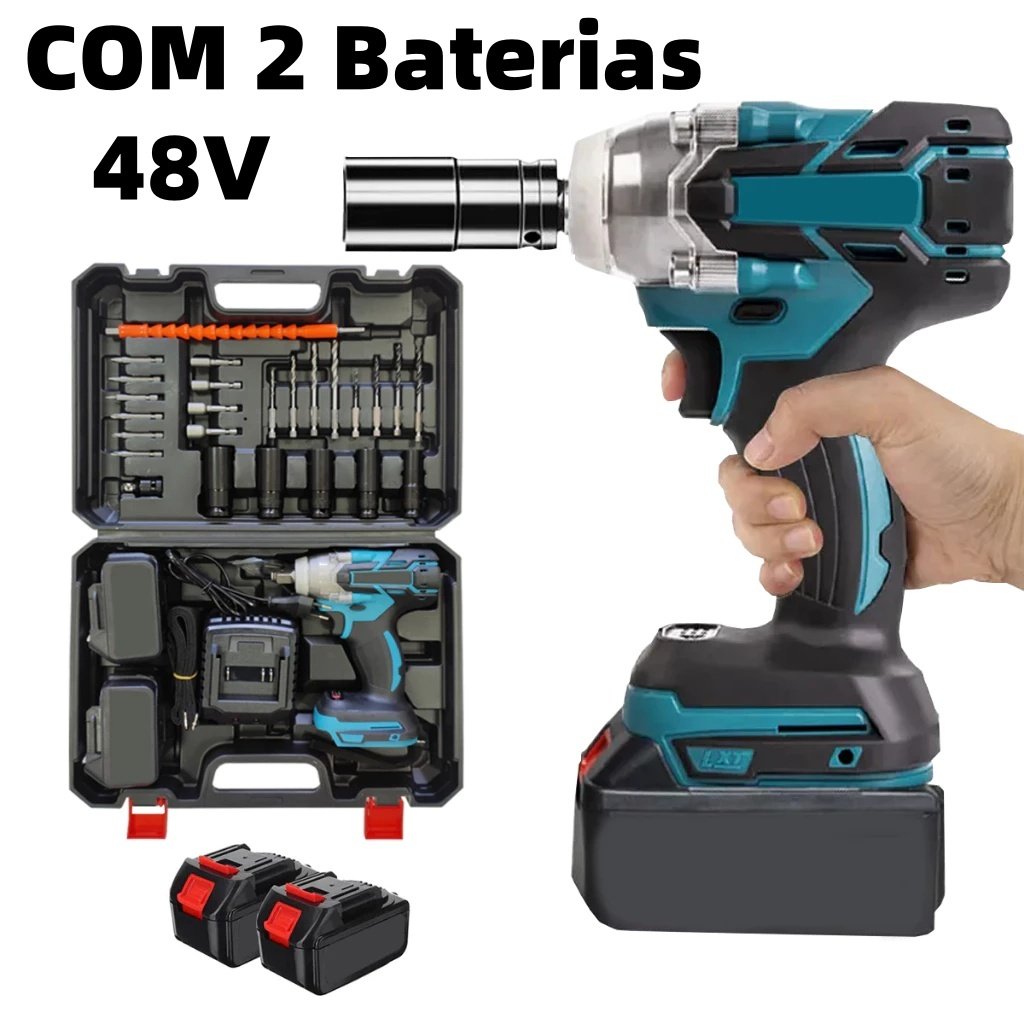 Chave De Impacto Parafusadeira Furadeira 02 Baterias 48v Genai