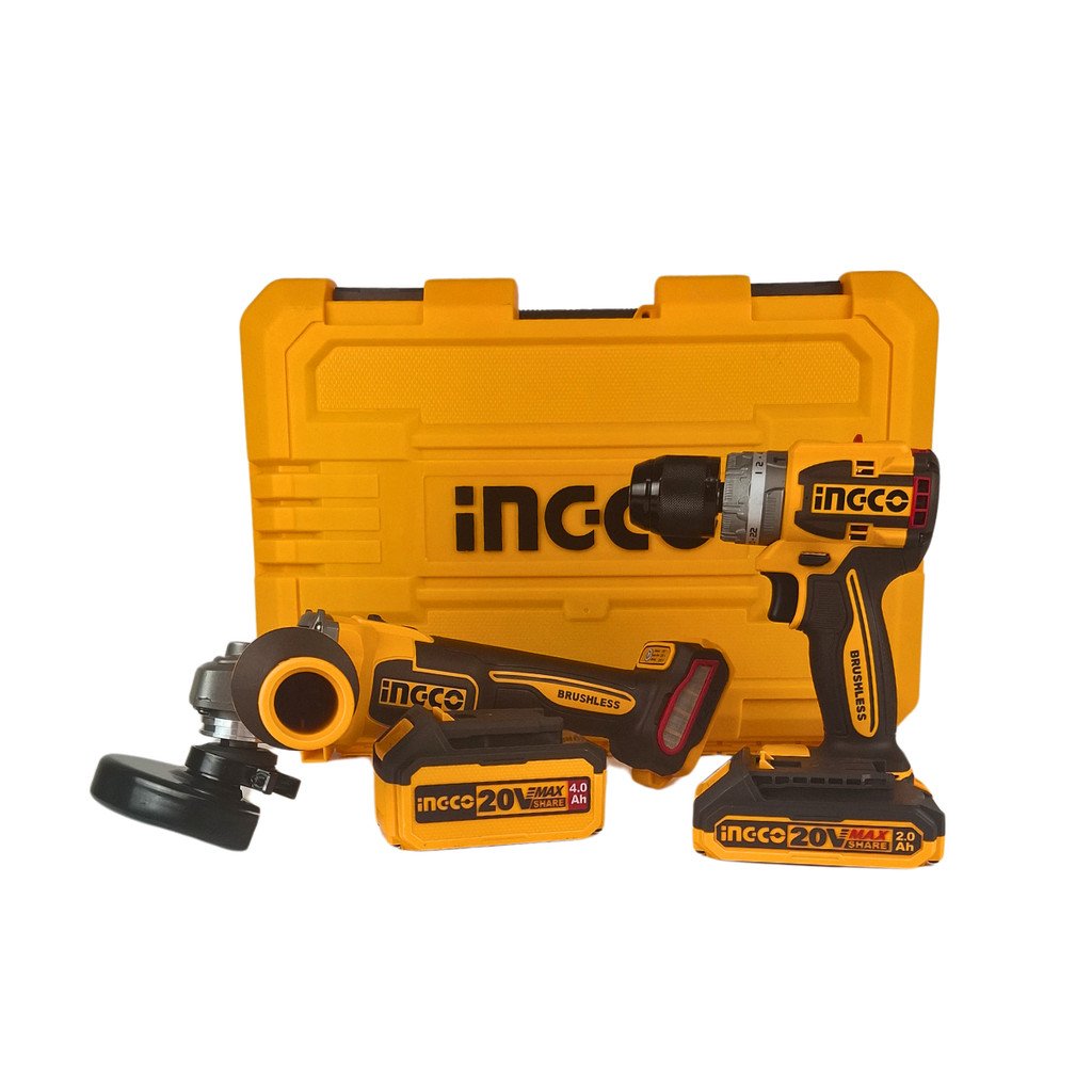 Combo Parafusadeira de Impacto 1/2 Bl E Esmerilhadeira Angular Bl 4.1/2 Linha P20s C/1 Bat 4ah E 1 Bat 2ah – Ingco
