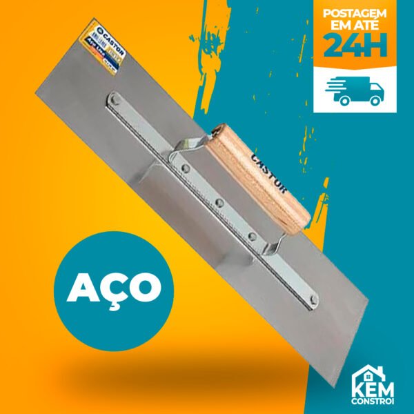 Desempenadeira aço para Gesso Massa Corrida 10x35cm Lisa Cabo fechado - Castor