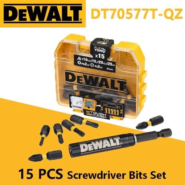 DEWALT 15 Pcs Conjunto De Bits De Chave De Fenda Elétrica Phillips One Hexagonal Bit Broca Ferramentas Elétricas Acessórios DT70577T-QZ