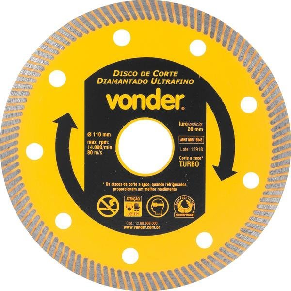 Disco Corte Diamantado 110mm Ultrafino Para Porcelanato Vonder