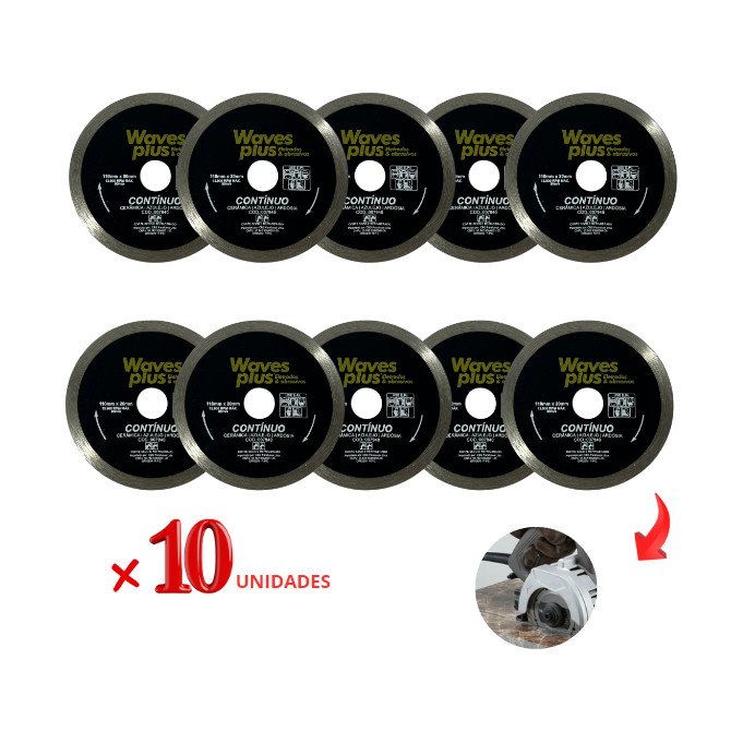 Disco De Corte Continuo Kit 10 Unidades /Diamantado/ Disco De Corte Diamantado / 110mm / Construção