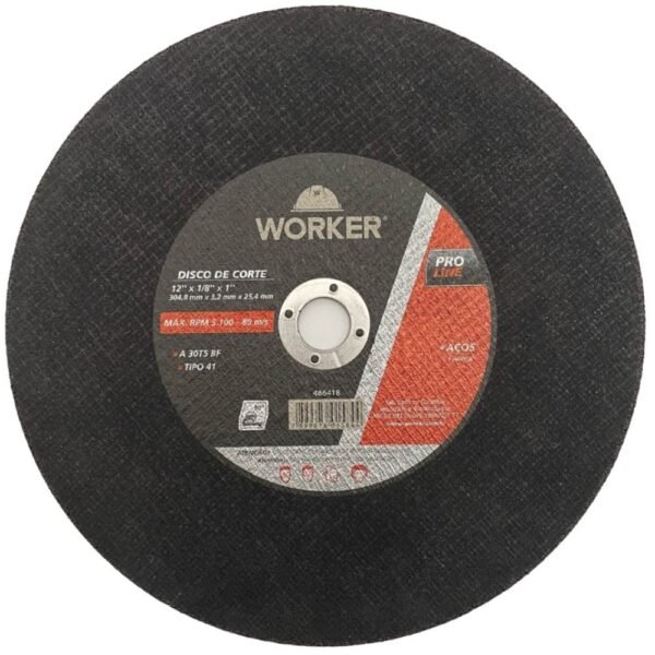 DISCO DE CORTE POLICORTE ACO 12" X 1/8 X 1" - WORKER