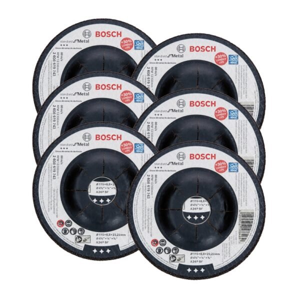 Discos de Desbaste 115mm p/ Metal Bosch Kit com 6 Standard for Metal 4.1/2"