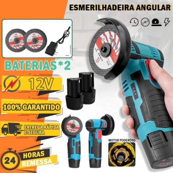 Esmerilhadeira multifuncional 12V 10000rpm Cortador portátil para corte e polimento Esmerilhadeira angular