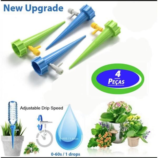 Irrigador Kit 4 Pçs Jardim Dosador Gotejador Vaso Plantas.start/Irrigação Por Gotejamento Garrafa Pet Plantas/Espeto com Gotejador para Irrigação Automática de Vasos de Planta em Ambientes Internos / Sistema de Irrigação Doméstica