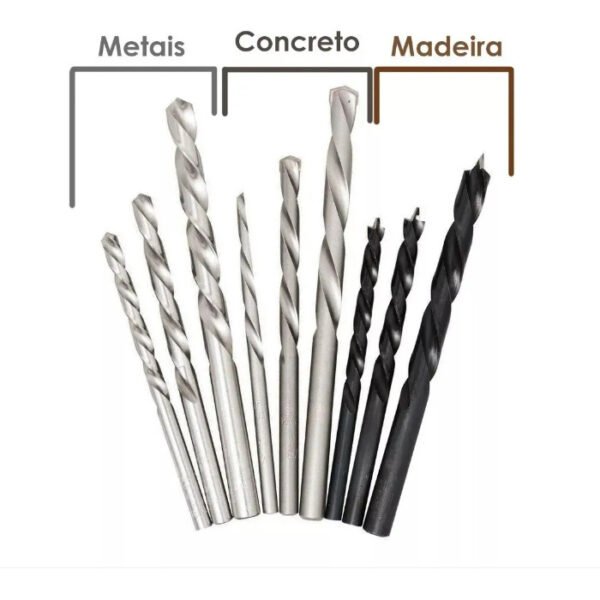 jogo brocas para furadeira 9 broca de aço madeira e concreto parede profissional