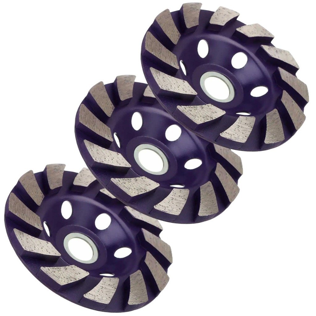Kit 03 Rebolo De Desbaste Diamantado Disco 100mm x 22,23 Para Esmerilhadeira