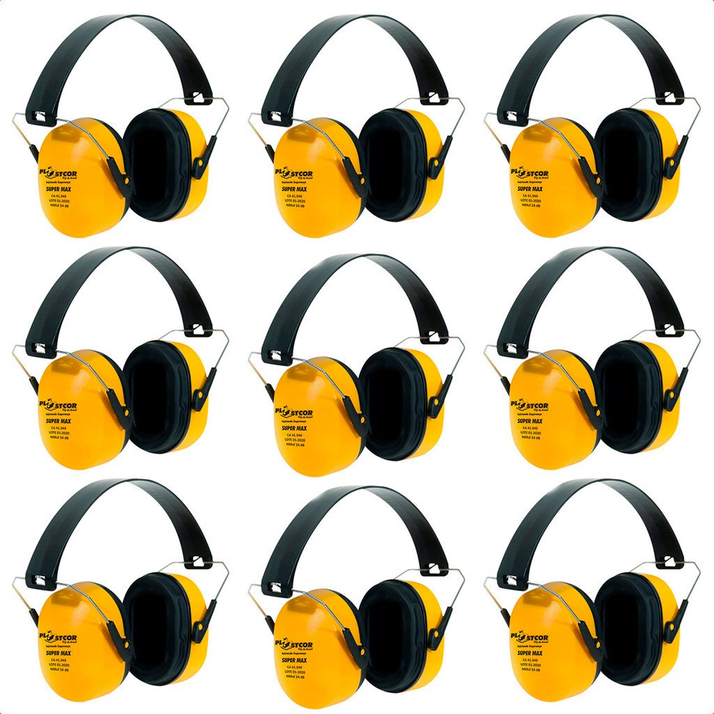 Kit 10 Abafador de Ruido Protetor Auricular Tipo Concha Epi Ca Supermax 25db Autismo Ruidos Fone