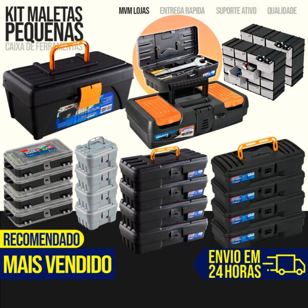 Kit 10 Maletas de Ferramentas Caixa de Ferramenta Maleta Grande Reforçada Tática Organizadora Multiuso Resistente