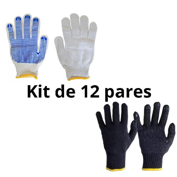 Kit 12 pares de luva pigmentada emborrachada - par de luva pigmentada segurança conforto pigmentação anti-derrapante - flexibilidade e segurança