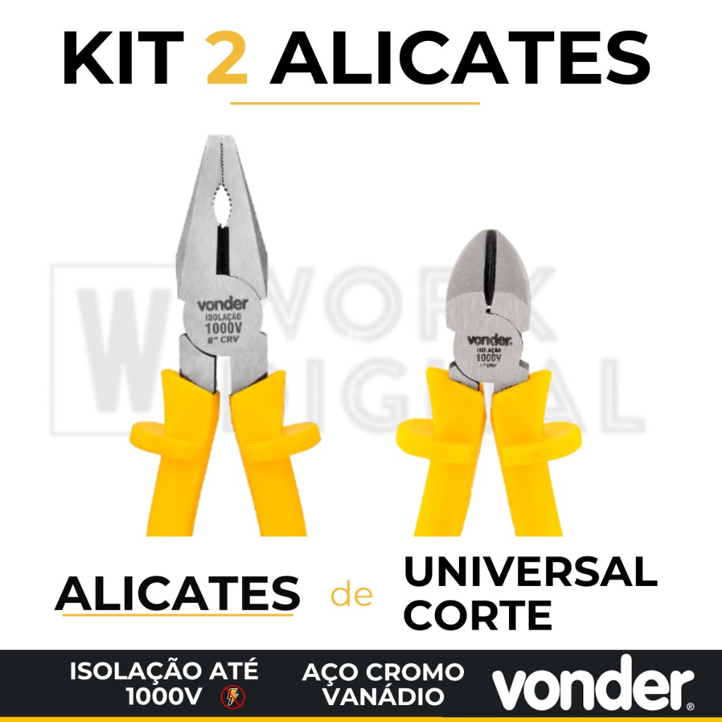 Kit 2 Alicates: Alicate Universal + Alicate de Corte diagonal Vonder