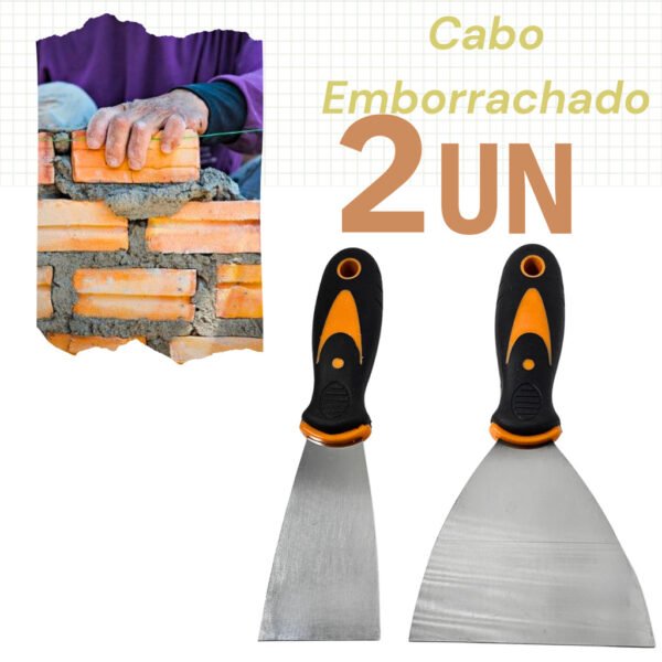 Kit 2 Espátula Emborrachada de Pedreiro 2'' e 5'' Polegadas Multiuso Ferramenta Pintura