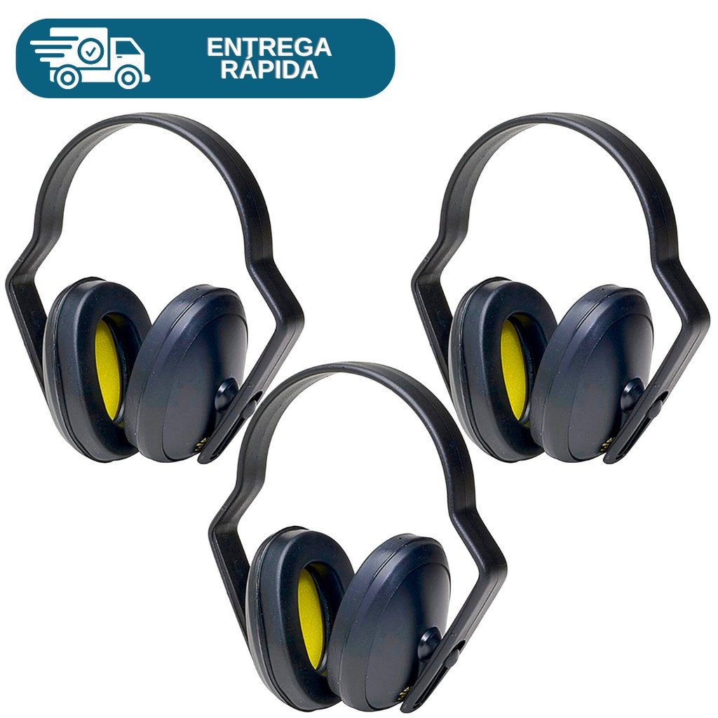 Kit 3 Abafador De Ruido Protetor Auricular Tipo Concha 16DB Ledan 2001 Auditivo Ouvido Barulho Ruidos Proteção Epi