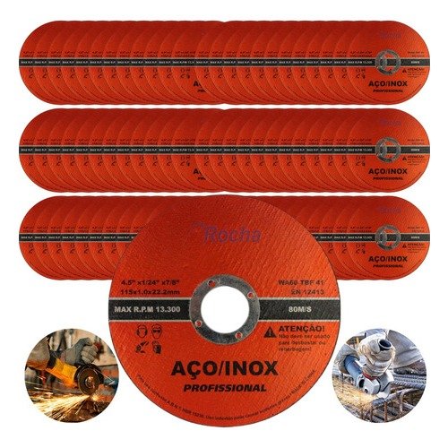 Kit 50 Discos Corte Metal Aço Inox 115mm Disco Fino 1mm Para Cortar Ferro