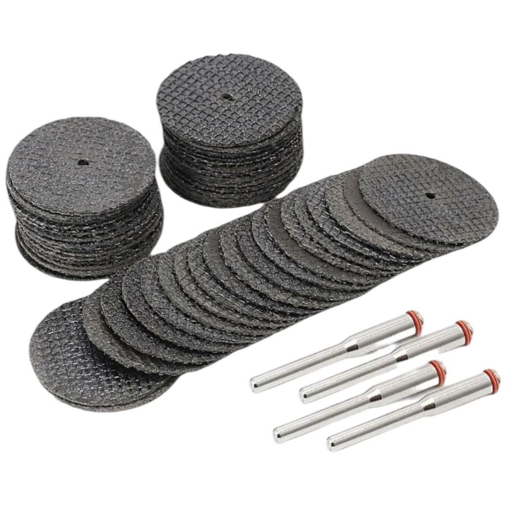 Kit 50 Discos De Corte Fino 32mm Com Haste Mini Micro Retifica E Furadeira