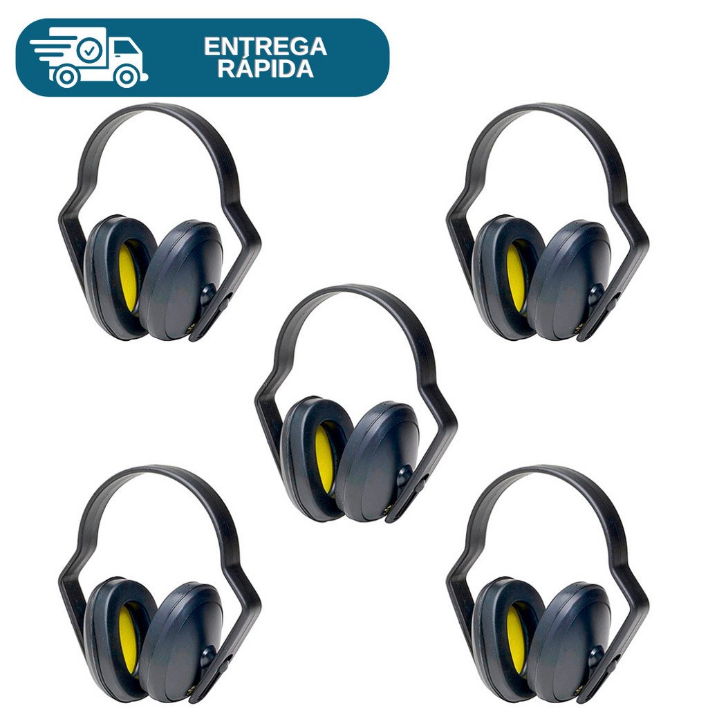 Kit 5 Abafador De Ruido Protetor Auricular Tipo Concha 16DB Ledan 2001 Auditivo Ouvido Barulho Ruidos Proteção Epi