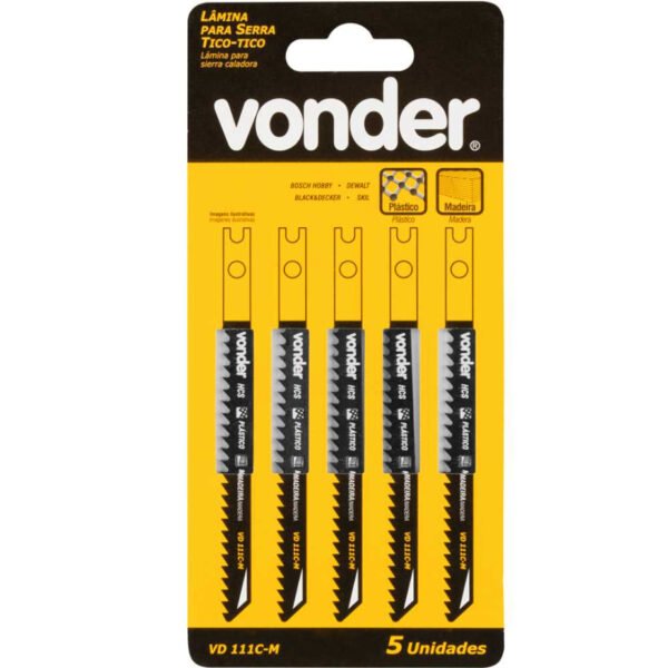 Kit 5 Lâminas de Serra Tico-Tico Universal VD111CM - Vonder - Cortes Precisos em Madeira e Plástico