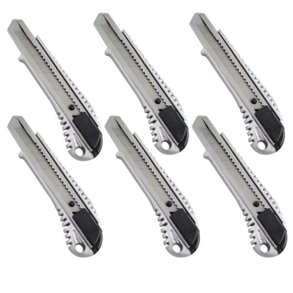 Kit 6 Estilete Metálico Reforçado Profissional Trava automatica 18mm Worker