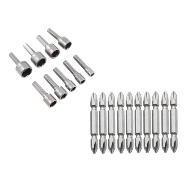 KIT BITS 5 à 13 Soquete Canhão + BITS 10 Ponta Dupla Imantada Conjunto para Parafusadeira