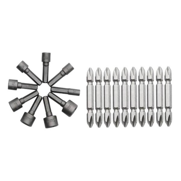 KIT BITS 5 à 13 Soquete Canhão + BITS 10 Ponta Dupla Imantada Conjunto para Parafusadeira