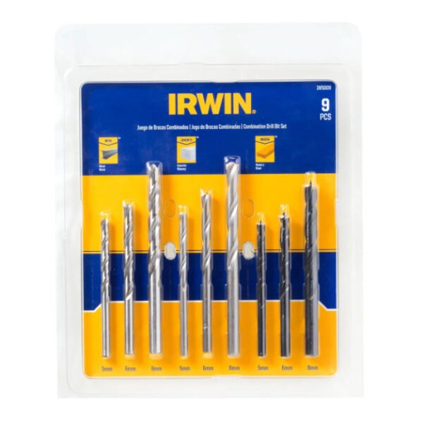Kit Brocas jogo 9 broca parede , aço , parede , madeira Original Irwin