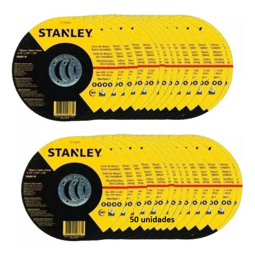 Kit com 50 unidades Disco de corte 4.1/2″ – Fino 1,0 mm STA8061 STANLEY Resinas Da melhor qualidade
