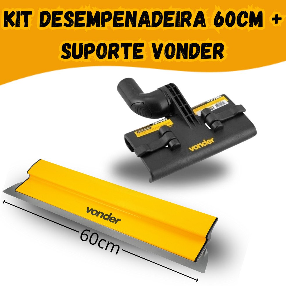 Kit Desempenadeira Massa Corrida Drywall Tipo Berox Profissional 60cm VONDER + Suporte Regulável Desempenadeira