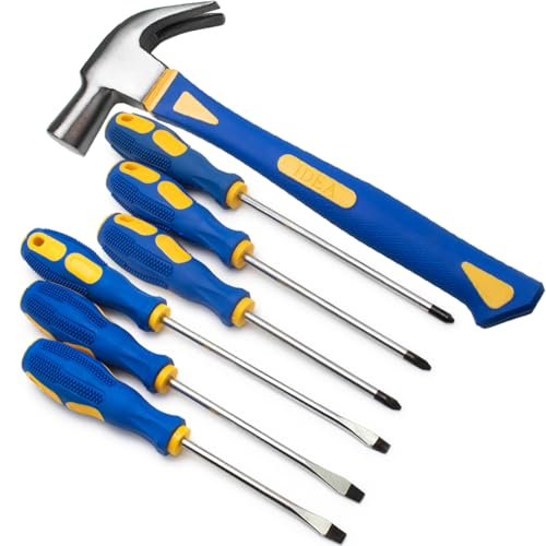Kit Ferramentas Jogo de Chave Fenda Philips e Martelo Unha Cabo Emborrachado