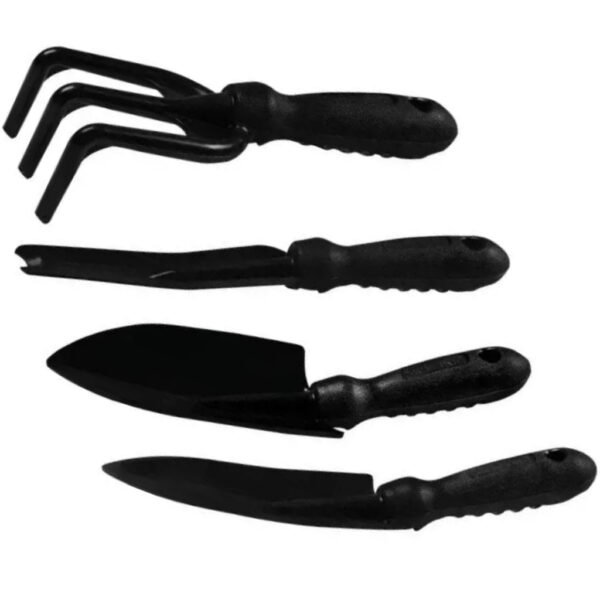 Kit Ferramentas Para Jardim 4 Peças Com 2 Pás Extrator Escardilho Preto