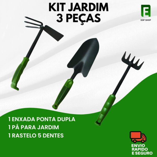 Kit Jardinagem 3 peças Jardim Vassoura Enxada Rastelo Resistente Jardinagem Enxada Pá Rastelo Rastel 5 Dentes 9 Dentes Ancinho Metal