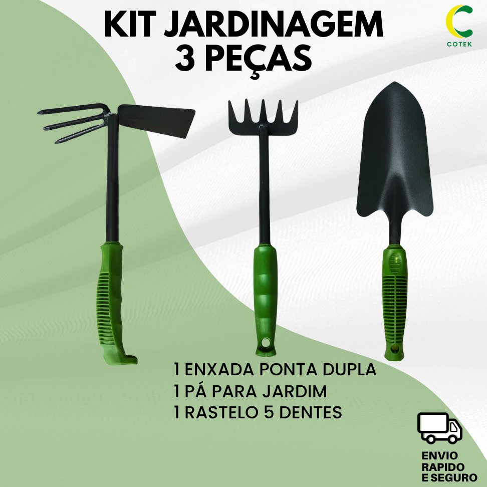 Kit Jardinagem 3 peças Jardim Vassoura Enxada Rastelo Resistente Jardinagem Enxada Pá Rastelo Rastel 5 Dentes 9 Dentes Ancinho Metal Resistente Casa