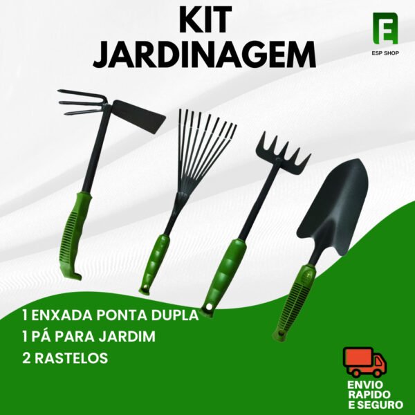 Kit Jardinagem 4 peças Jardim Vassoura Enxada Rastelo Resistente Jardinagem Enxada Pá Rastelo Rastel 5 Dentes 9 Dentes Ancinho Metal