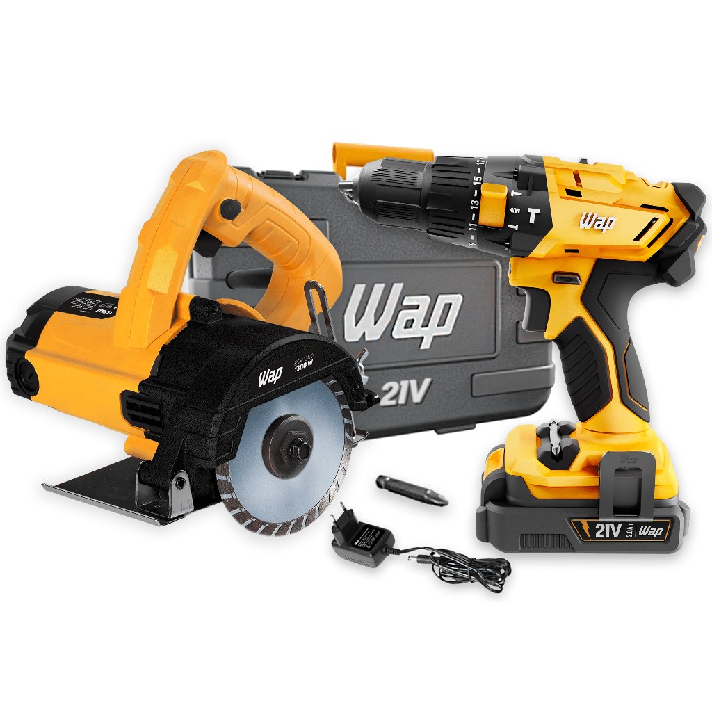 Kit Parafusadeira Impacto 21V K21 + Serra Mármore Wap 220V