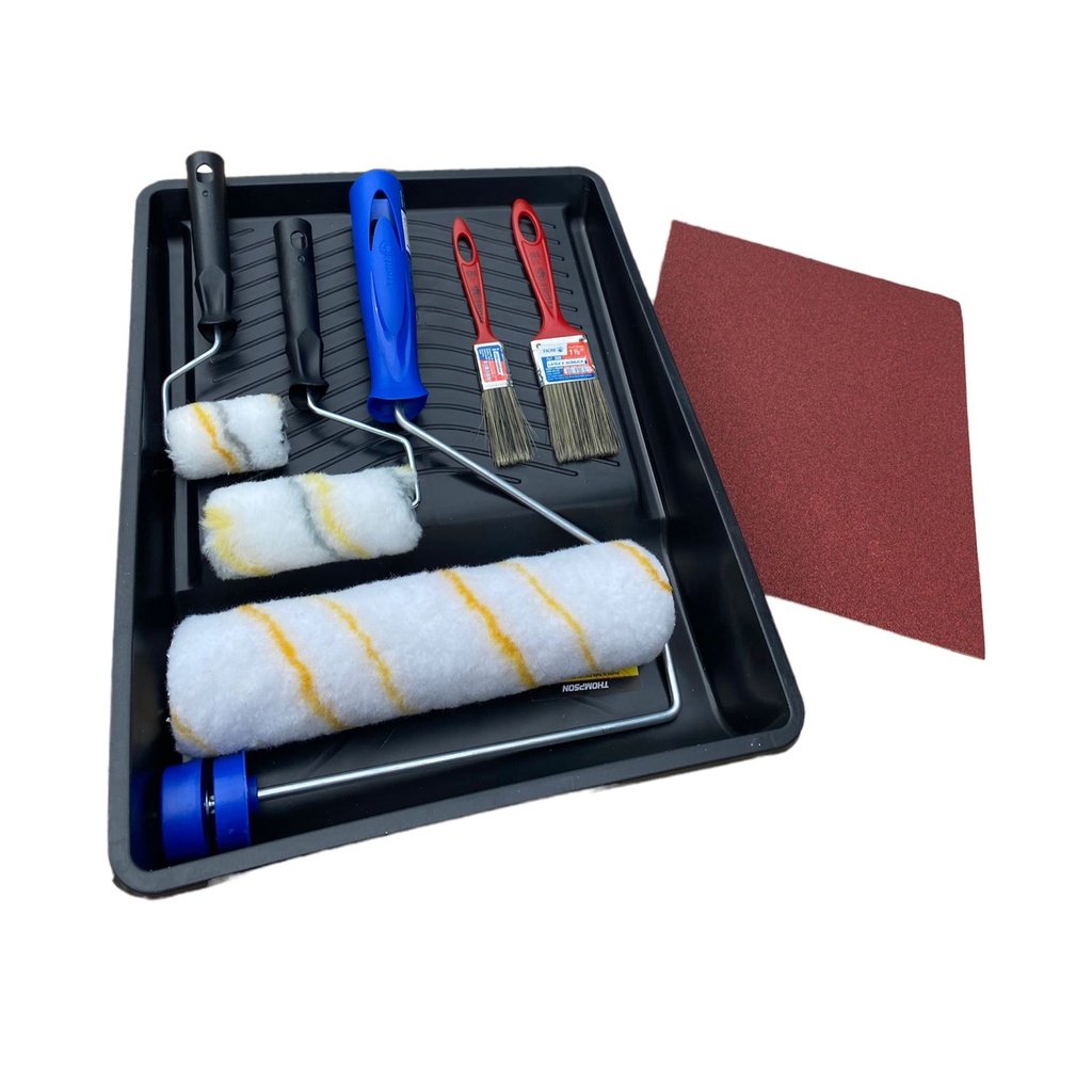 Kit Pintura Casa Parede Rolo Lã Anti Respingo Pincel E Bandeja 12 Peças Tigre